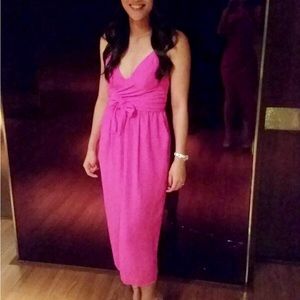 Barbie Hot Pink Strappy Wrap Dress midi